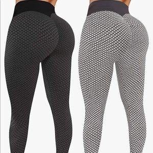 High waisted ruched honeycomb leggings